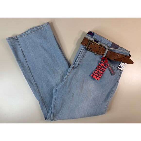 VTG Y2K Zana Di Women’s Wide Leg Jeans Plus Size 24 Belted NWT Baggy Boho Skater - Picture 1 of 16